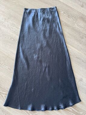 Aritzia vintage navy satin Maxi Skirt